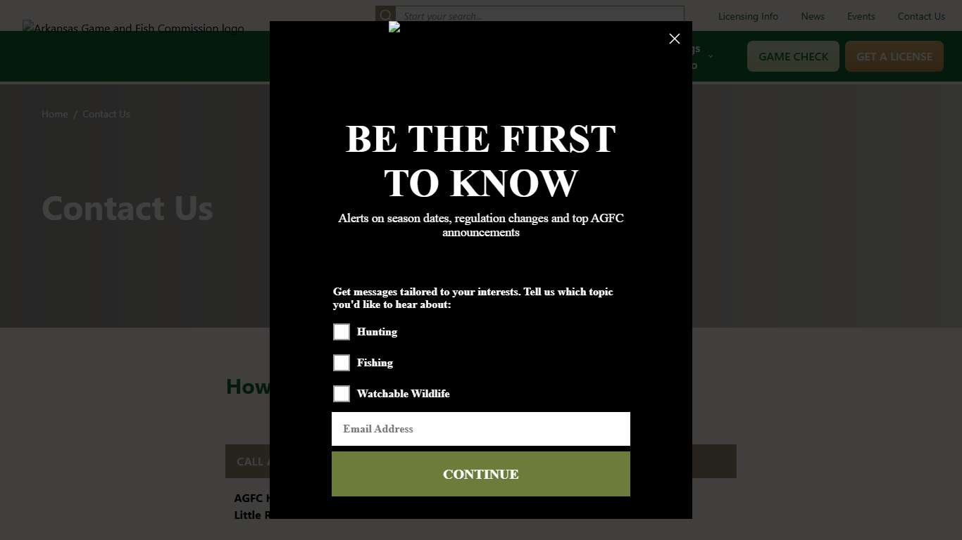 Contact Us • Arkansas Game & Fish Commission